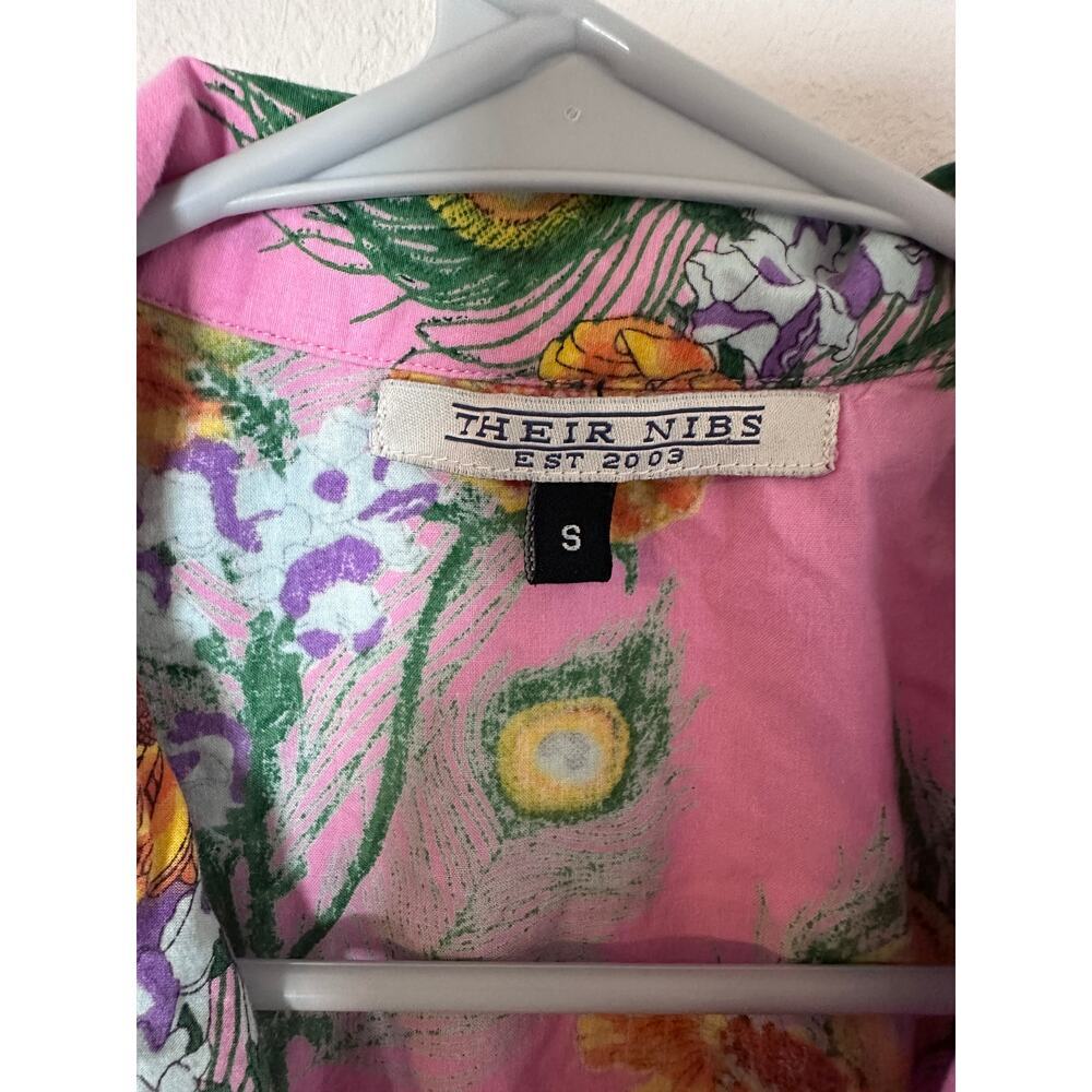 Their Nibs Vintage pajamas size small pink peacock flowers shorts short sleeve - Picture 3 of 9